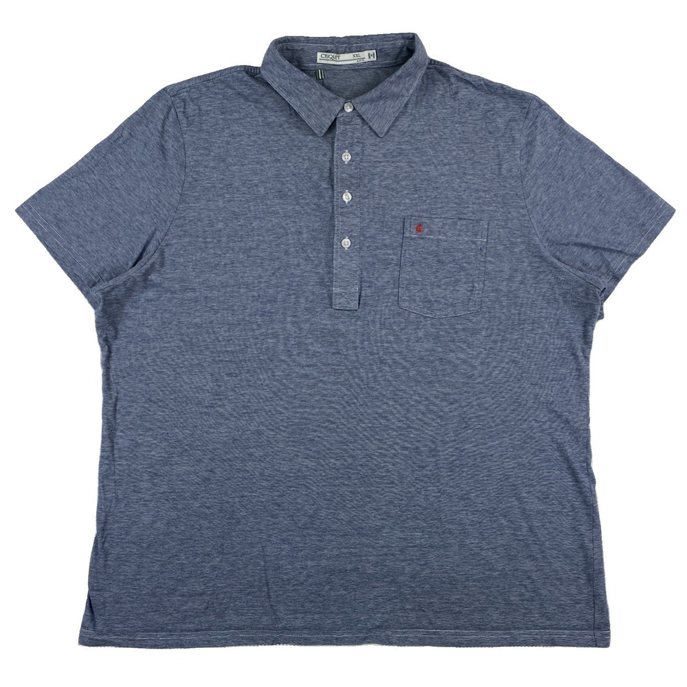 Criquet Performance Players Polo Shirt Men's XXL Slim Fit Blue Micro Striped
